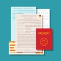 Vector concept of documents for visa application set Royalty Free Stock Photo