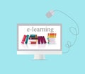 Vector concept of e-learning, distance online education Royalty Free Stock Photo
