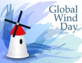 Vector concept of global wind day illustration. Royalty Free Stock Photo