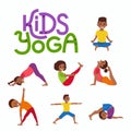 Vector concept happy African kids exercise poses and yoga