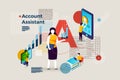 Vector alphabet letter A with account assistant