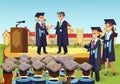 Vector Concept Illustration Cartoon Happy Students