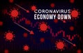 Vector concept illustration of impact of coronavirus on the stock exchange and global economy. Covid-19 virus causes market fall Royalty Free Stock Photo