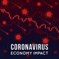 Vector concept illustration of impact of coronavirus on the stock exchange and global economy. Covid-19 virus causes market fall Royalty Free Stock Photo