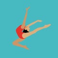 Vector concept illustration of rhythmic and artistic gymnastics. Female gymnast