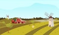 Vector concept image farming rural landscape