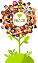 Vector concept of international people children tree Royalty Free Stock Photo
