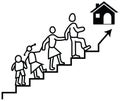 Vector concept of a man or guardian carrying his family to reach