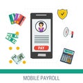 Vector concept mobile online payroll operation