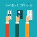 Vector concept of payment options in flat style Royalty Free Stock Photo