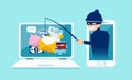 Vector concept of phishing scam, hacker attack and web security Royalty Free Stock Photo