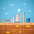 Vector concept of refinery plant for processing natural resources Royalty Free Stock Photo
