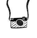 Vector concept retro camera in doodle style. Hand drawn illustration for print Royalty Free Stock Photo