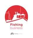 Vector concept of river ocean and sea fishing boat Royalty Free Stock Photo