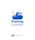 Vector concept of river ocean and sea fishing boat Royalty Free Stock Photo
