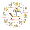 Vector concept of summertime and beach chaise icon