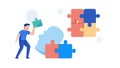 Team Assembling Puzzle Pieces Vector, vector design Generative AI Royalty Free Stock Photo