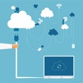 Vector concept of wireless cloud network and distributed computing Royalty Free Stock Photo