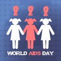 Vector concept on World AIDS Day. The emblem of the people who hold hands, the ribbon.