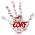 Vector core values integrity ethics hand print