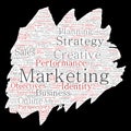 Vector conceptual development business marketing target paint brush paper word cloud isolated background. Collage advertising, str Royalty Free Stock Photo