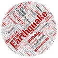 Vector earthquake activity round circle red word cloud Royalty Free Stock Photo