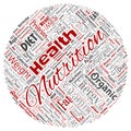 Vector conceptual nutrition health diet round circle red word cloud Royalty Free Stock Photo