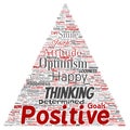 Vector conceptual positive thinking, happy strong attitude triangle arrow word cloud