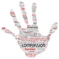 Vector volunteering, charity, humanitarian hand print