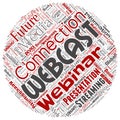 Vector webcast webinar round communication word cloud Royalty Free Stock Photo