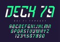 Vector condensed retro display font design, alphabet, character