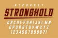 Vector condensed strong display font design, alphabet, character