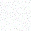 Vector confectionery sprinkles seamless pattern. Festive colorful sweet confetti on white background