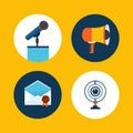 Vector conference icons in flat style Royalty Free Stock Photo