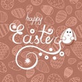 Vector congratulation on Easter. Pattern on a Brown background o