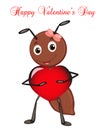 Image of an ant holding a heart