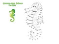 Vector Connect The Dots and Draw Cute Cartoon Seahorse. Educational Game for Kids. Vector Illustration With Cartoon Style Funny