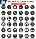 Vector Construction and building tools circle white black icon set. Royalty Free Stock Photo