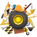 Vector Construction Concept with Wheel Royalty Free Stock Photo