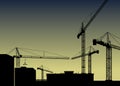 Vector construction crane silhouette industry architecture