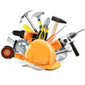 Vector Construction Tools with Helmet Royalty Free Stock Photo