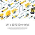 Vector construction tools isometric icons background illustration Royalty Free Stock Photo