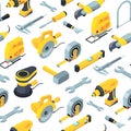 Vector construction tools isometric icons background or pattern illustration Royalty Free Stock Photo