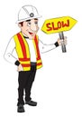 Vector of construction worker holding slow sign Royalty Free Stock Photo