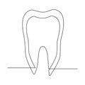 Vector continuous one line drawing of tooth best use for logo banner illustration dentist stomatology medical concept