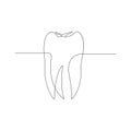 Vector continuous one line drawing of tooth best use for logo banner illustration dentist stomatology medical concept