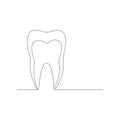 Vector continuous one line drawing of tooth best use for logo banner illustration dentist stomatology medical concept