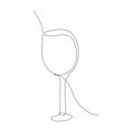 Vector continuous one line drawing of wine glass best use for logo, poster, banner and background