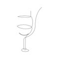 Vector continuous one line drawing of wine glass best use for logo, poster, banner and background