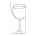 Vector continuous one line drawing of wine glass best use for logo, poster, banner and background